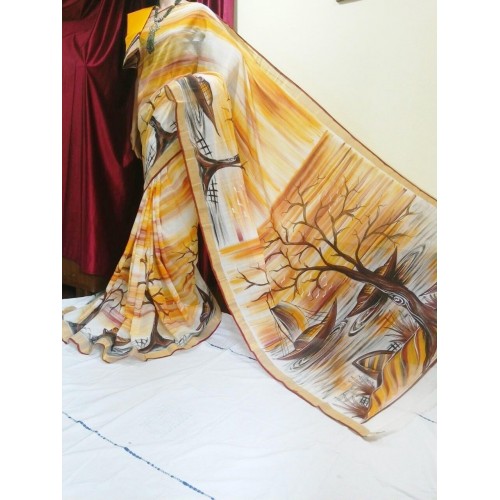 Kerala Settu Saree Hand pinted Nature